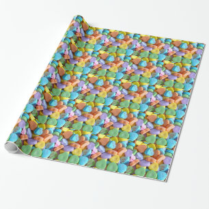 Papier Cadeau Coeurs de bonbons colorés