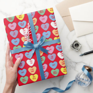Papier Cadeau Coeurs de bonbons Messages personnalisés Valentine