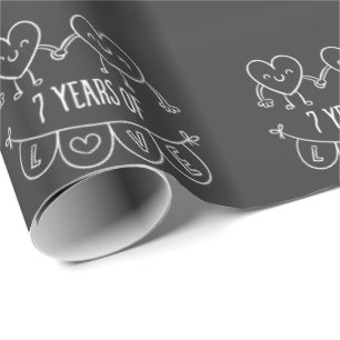 Papier Cadeau Coeurs de calèche-cadeaux du 7e anniversaire