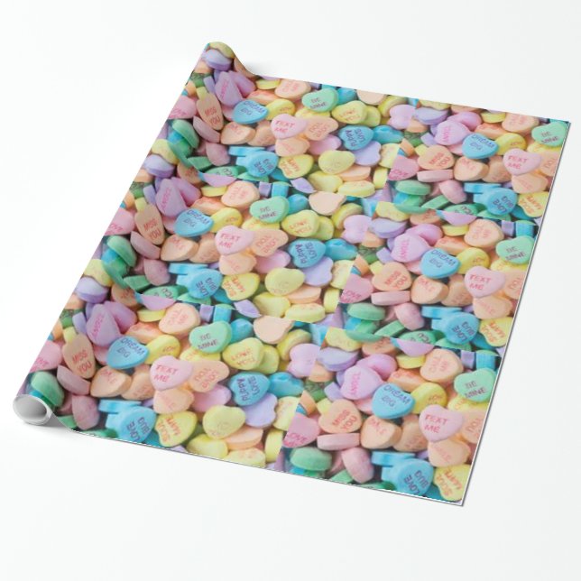 Papier Cadeau Coeurs de conversation de la sucrerie de Valentine (Déroulé)