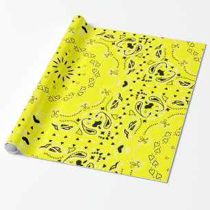 Papier Cadeau coeurs de cowgirl à bandana jaune