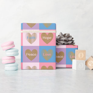 Papier Cadeau Coeurs de foi Amour Espoir Paix
