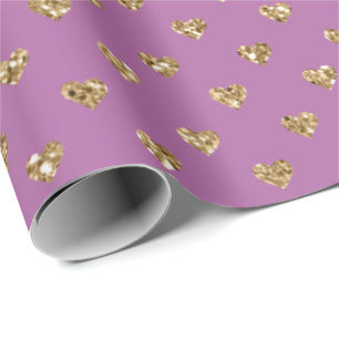 Papier Cadeau Coeurs de Parties scintillant en or rose