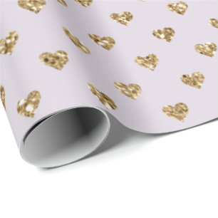 Papier Cadeau Coeurs de Parties scintillant en or violet de lava