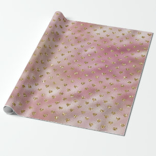Papier Cadeau Coeurs de Parties scintillant Ombre en or rose