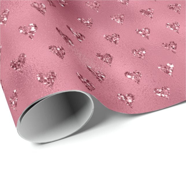 Papier Cadeau Coeurs de Parties scintillant roux (Coin rond)