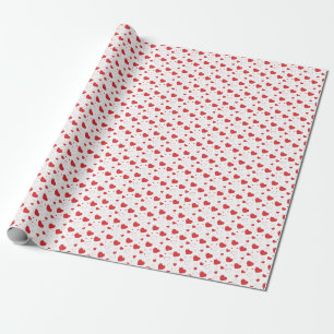 Papier Cadeau Coeurs de passion rouge brillant, motif romantique