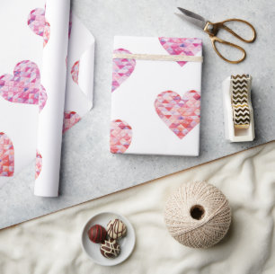 Papier Cadeau Coeurs de rose Patchwork Saint-Valentin