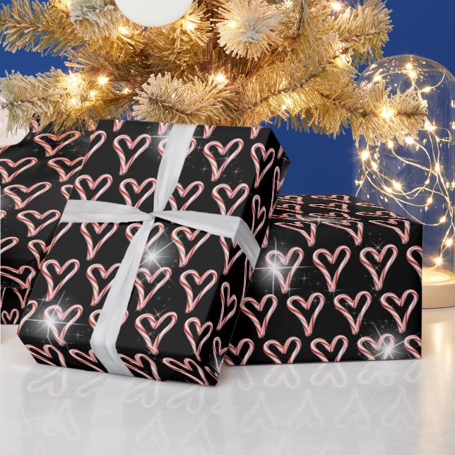 Papier Cadeau Coeurs de sucre de canne avec étoiles (Vacances)