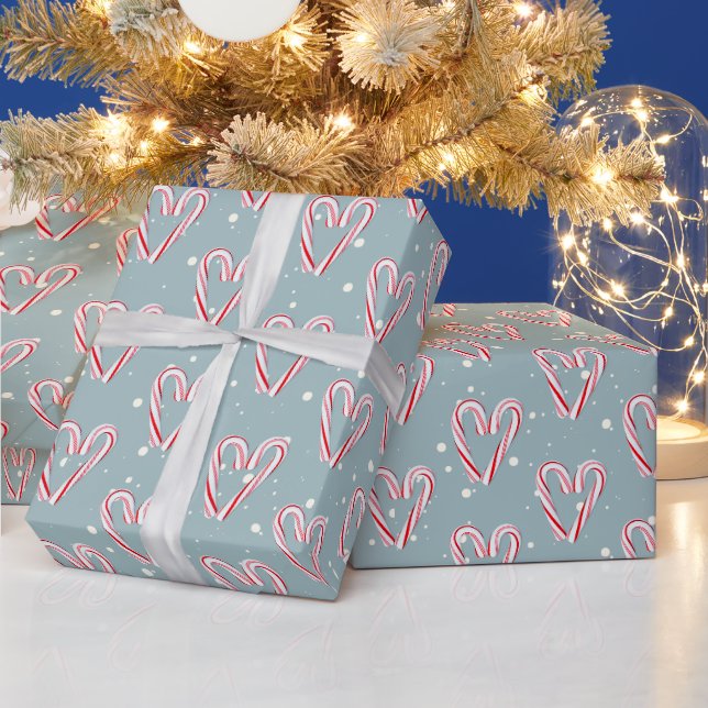 Papier Cadeau Coeurs De sucre de canne Sur Les Snowflakes (Vacances)