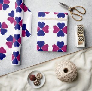 Papier Cadeau Coeurs de trèfle peint