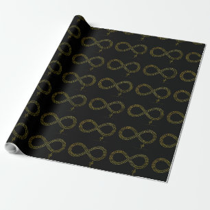 Papier Cadeau Coeurs d'infinité en laiton d'or