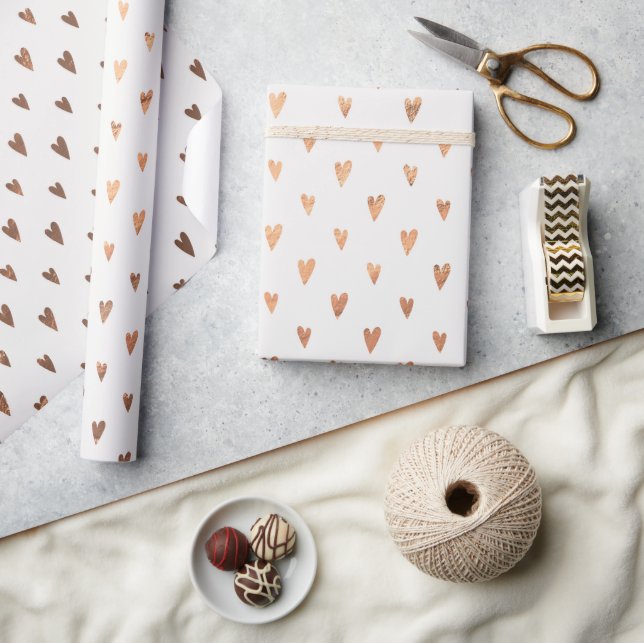 Papier Cadeau Coeurs d'or Élégants Papier d'enveloppement de la  (Artisanat)