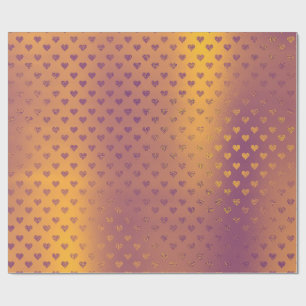 Papier Cadeau Coeurs d'or en bronze moutarde Confetti métallique