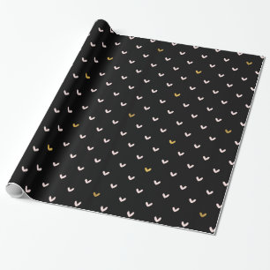 Papier Cadeau Coeurs d'or noir rose