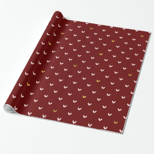 Papier Cadeau Coeurs d'or rouge rose