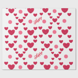 Papier Cadeau Cœurs en gelée 3D personnalisés & motif mignon à p