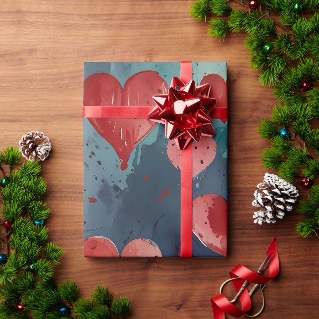 Papier Cadeau Coeurs en papier d'enveloppement mignonnes (Cadeau de vacances)