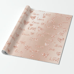 Papier Cadeau Coeurs fantaisie Rose Parties scintillant Amour Co