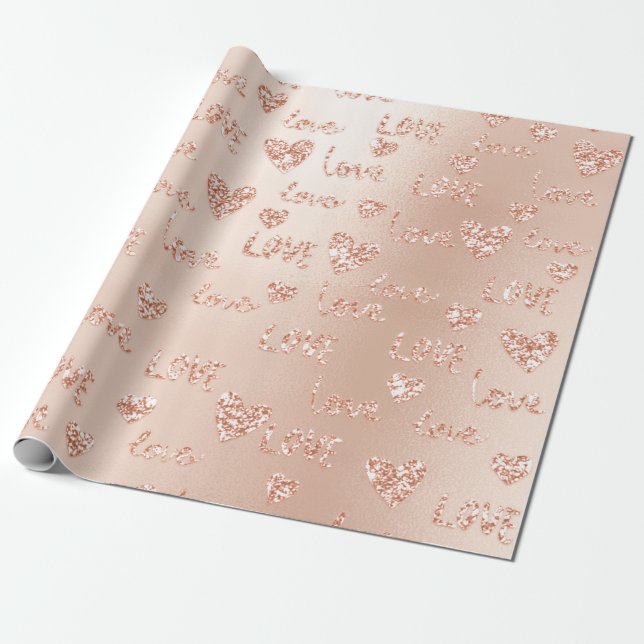 Papier Cadeau Coeurs fantaisie Rose Parties scintillant Amour Co (Déroulé)