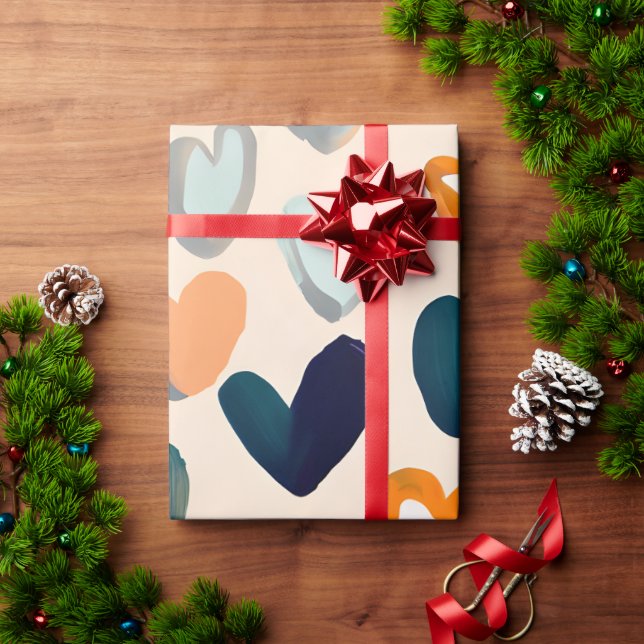 Papier Cadeau Coeurs joyeux et joyeux (Cadeau de vacances)