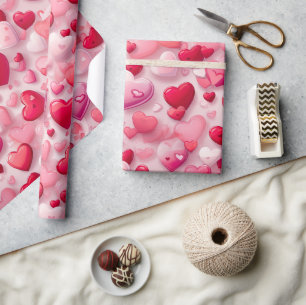 Papier Cadeau Coeurs mignons Aimer le cadeau de Valentine