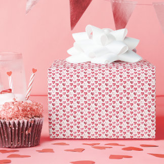 Papier Cadeau Cœurs mini aquarelle rouge et rose