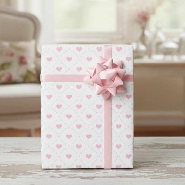 Papier Cadeau Cœurs minuscules roses doux et suaves (Sweet And Soft Pink Petite Hearts Wrapping Paper)