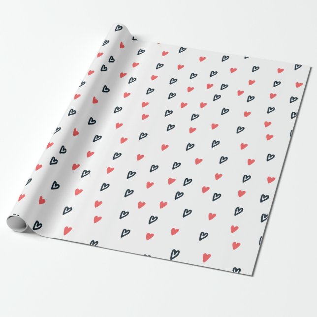 Papier Cadeau Coeurs minuscules Rouge et Noir Saint Valentin (Déroulé)