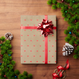 Papier Cadeau Coeurs minuscules sur Kraft beige