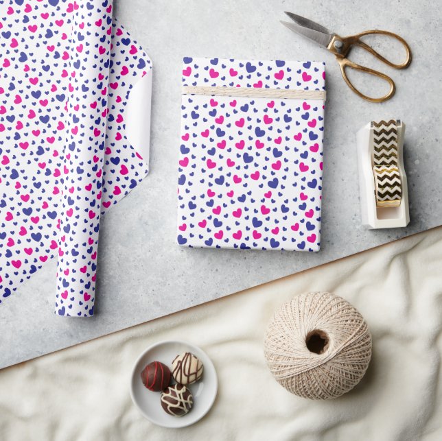 Papier Cadeau Coeurs Motif Bleu rose Valentin (Artisanat)