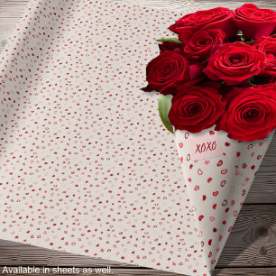 Papier Cadeau Cœurs - Ombré rouge et rose sur ciment blanc cassé