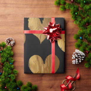 Papier Cadeau Coeurs Or mignons