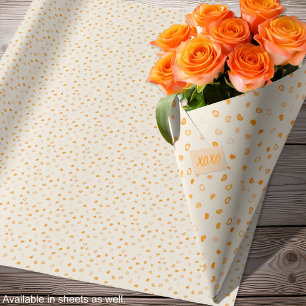 Papier Cadeau Cœurs - Orange foncé sur Orange Clair - Rouleaux