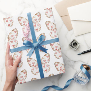 Papier Cadeau Coeurs papillons blancs Anniversaire