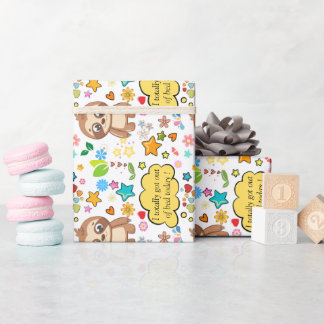 Papier Cadeau Coeurs personnalisés Floral Sloth Baby shower Part