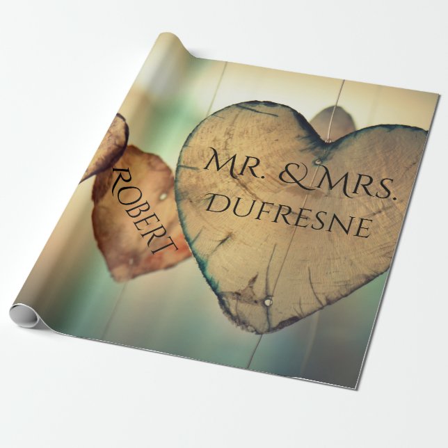 Papier Cadeau Coeurs personnalisés Mariage/Anniversaire (Déroulé)