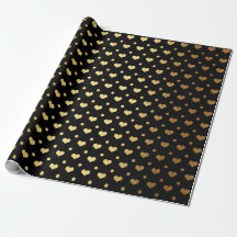 Coeurs Pois d'or Confetti Black Metallic
