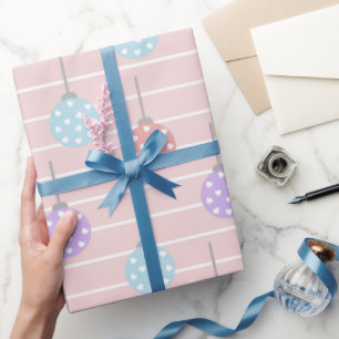 Papier Cadeau Coeurs Pots Pink Blue et Purple Polka