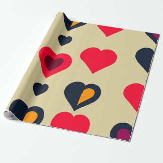 Papier Cadeau Coeurs rétro Valentines Enveloppement Papier