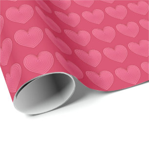 Papier Cadeau Coeurs rose rose sur un Arrière - plan rose profon