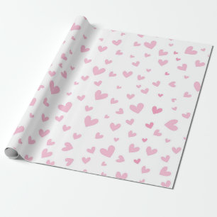 Papier Cadeau Coeurs roses enveloppant du papier