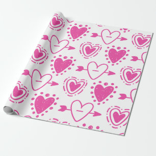 Papier Cadeau Coeurs roses Motif sans couture Cadeau d'anniversa
