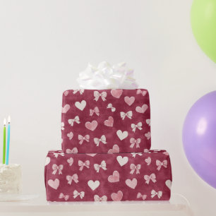 Papier Cadeau Cœurs roses rouges blancs Anniversaire