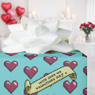 Papier Cadeau Coeurs rouges avec amour à la Saint Valentin 80s R