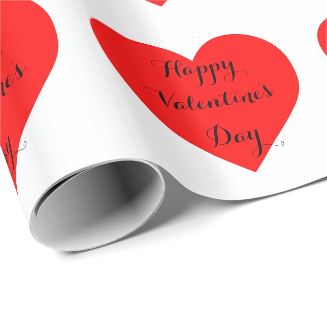 Papier Cadeau Coeurs rouges - heureuse Sainte-Valentin (Coin rond)