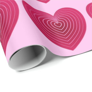 Papier Cadeau Coeurs rouges roses profondes sur un arrière - pla