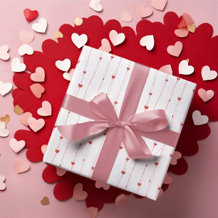Papier Cadeau Coeurs rouges sur rubans Motif sans couture Valent