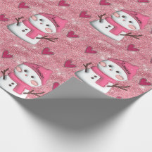 Coeurs Snowman rose mignon Nom personnalisé