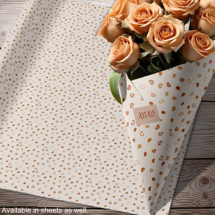 Papier Cadeau Cœurs - Terre cuite rustique sur ciment blanc